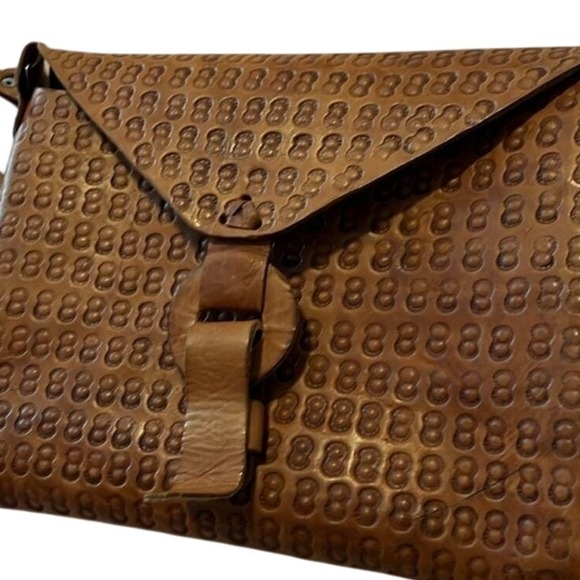 Vintage Handmade Tooled Leather Crossbody Bag Mexico Adjustable Strap Boho - Picture 3 of 6